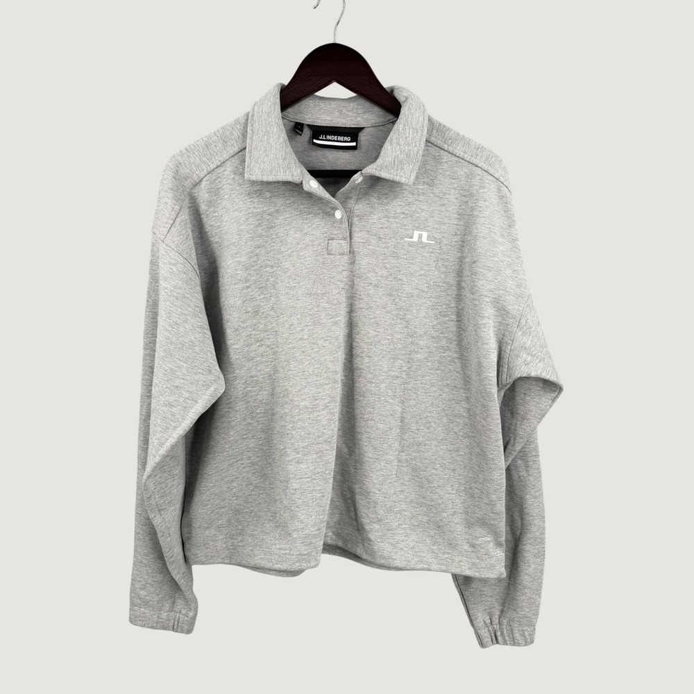 J.Lindeberg Mikki Sweatshirt Womens Size Small Gray Boxy Polo Pullover